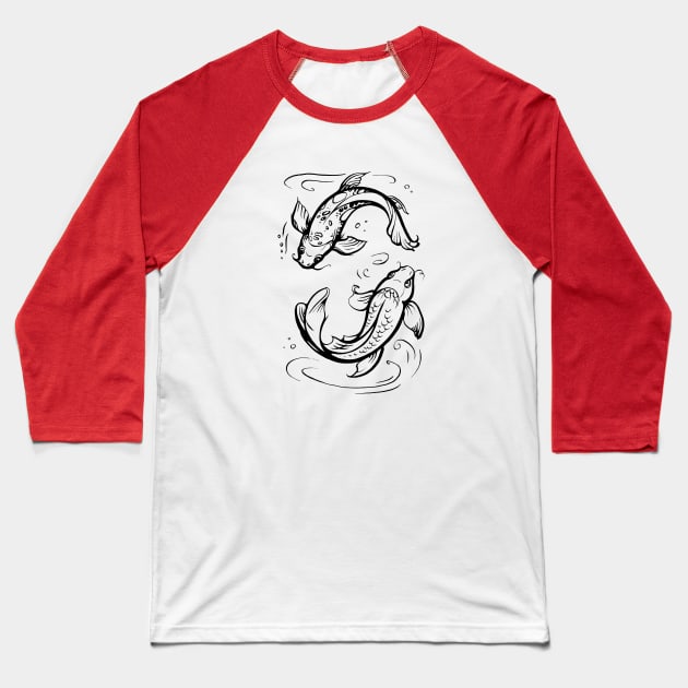 Koi fishes, Pisces zodiac sign Baseball T-Shirt by Yulla